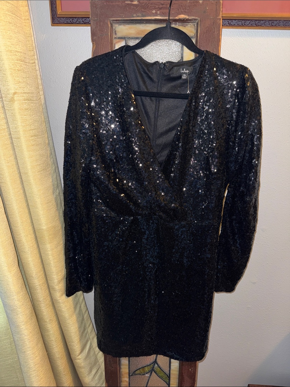Lulus Black long sleeved Sequin Dress